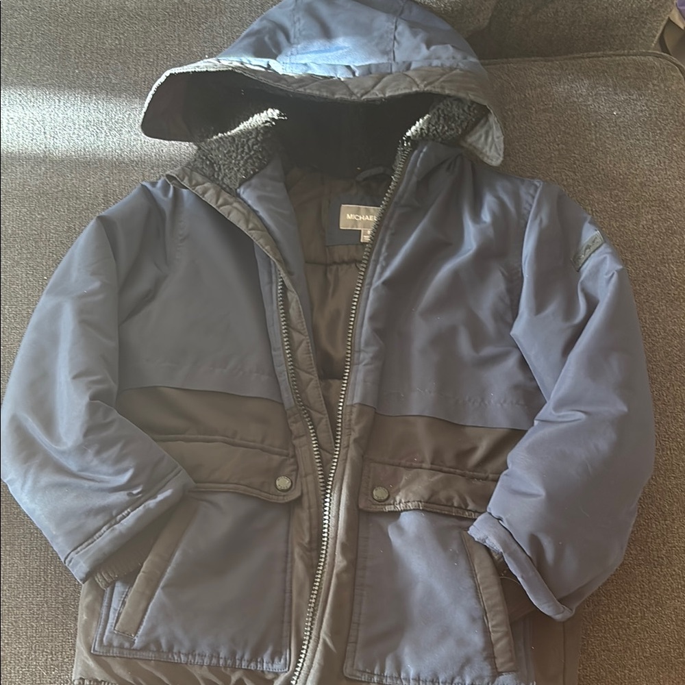 Michael Kors Navy and Brown Kids Puffer Jacket